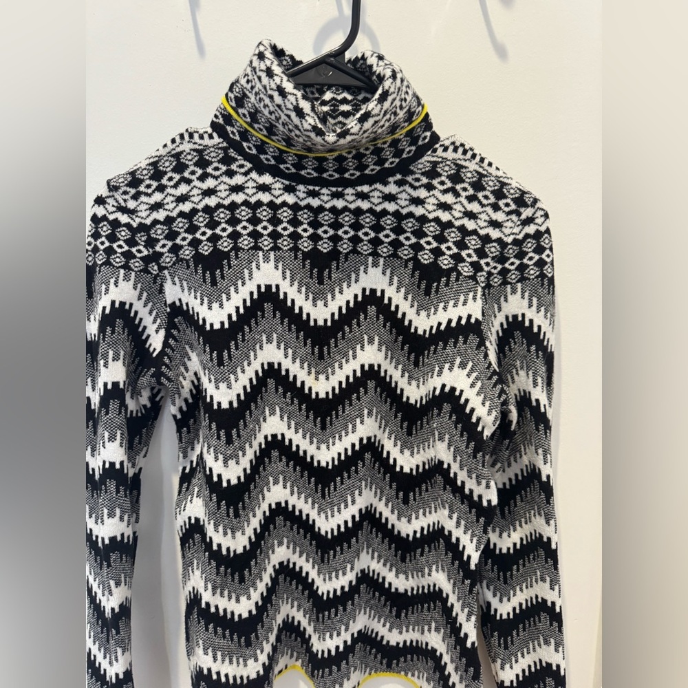 Anthropologie Monochrome Zigzag Turtleneck Sweater
